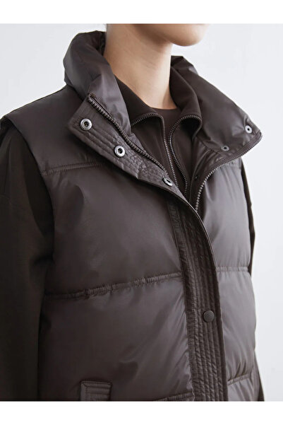 LC Waikiki Bordo Mock Neck Women's Puffer Vest