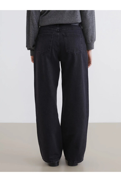 LC Waikiki Μαύρο γυναικείο τζιν παντελόνι με φαρδύ πόδι
