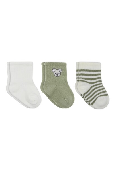 NW NessiWorld Koala Boy 3-Piece Combed Cotton Socks 10133 Ecru