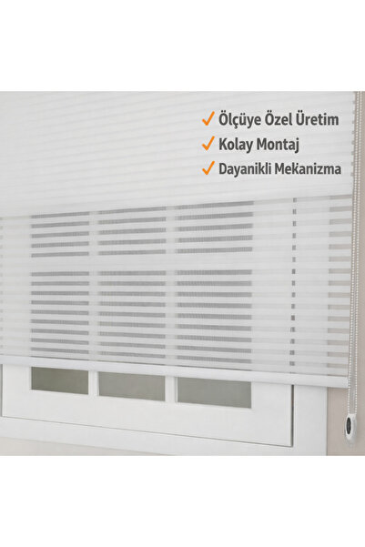destello by tk ÇİZGİLİ ÇİFT MEKANİZMALI TÜL STOR PERDE YÜKSEK KALİTE