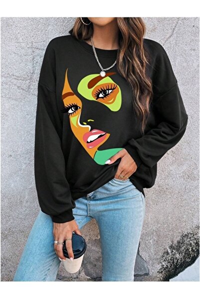 Risil-Nu Company Women's 3 Thread Premium Fabric Face Printed Crew Neck Unise...