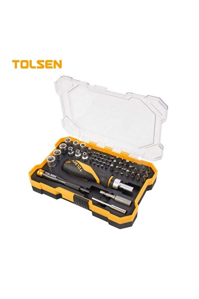 TOLSEN 56Pcs Bit & Socket Set 1/4″ Cr‑V Sockets & Screwdriver Bits