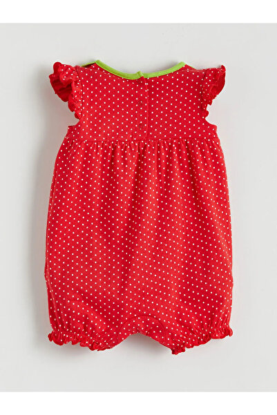 LC Waikiki Kırmızı Çilek Desenli Kız Bebek Tulum ve Şapka