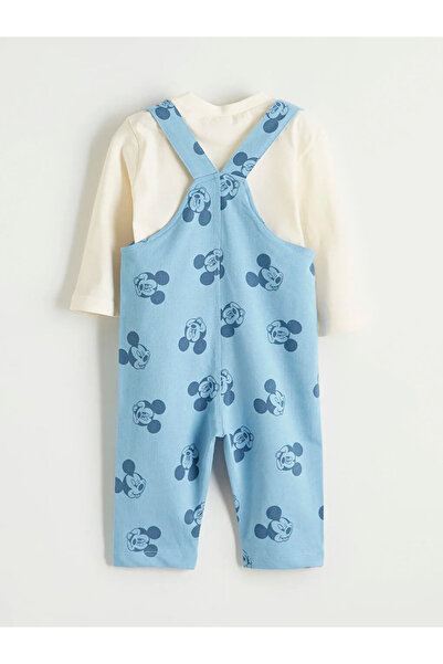 LC Waikiki Ekru Mickey Mouse Baskılı Erkek Bebek Salopet ve Tişört