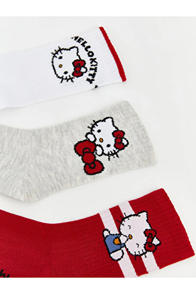 LC Waikiki Бели чорапи за момичета с мотив Hello Kitty, 5 чифта