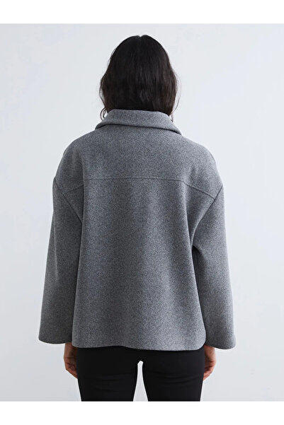 LC Waikiki Anthracite Shirt Collar Oversized Women's Cashmere Coat