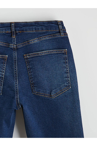 LC Waikiki Pantaloni de damă Blue Crop Flare