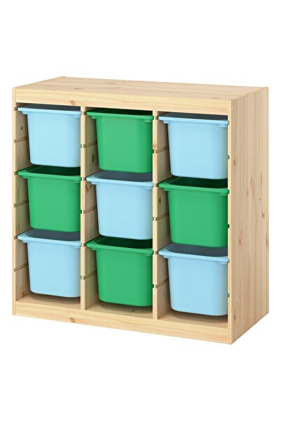Generic وحدة تخزين تروفاست، فاصل للغرف، خشب صنوبر أبيض فاتح/أزرق فاتح/أخضر سا...