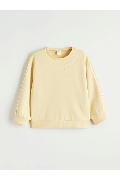 LC Waikiki Yellow Printed Girls' Soft Touch Sweatshirt and Sweatpants