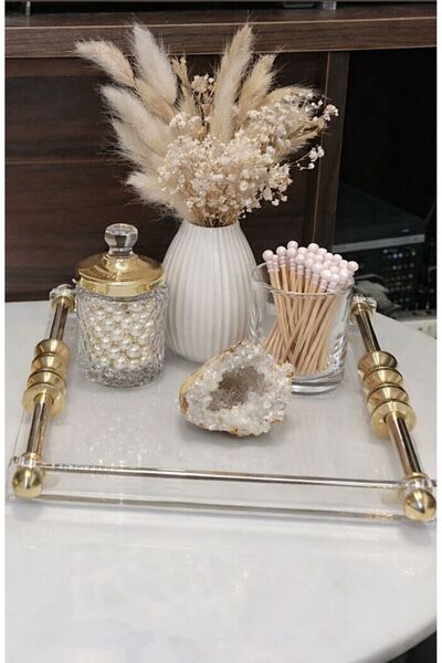innossa pleksi dekorasyon Shiny Gold Presentation Tray with Tekkişilik Brass ...
