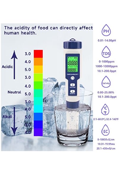 ithalalem PH Metre ph tds ec tuzluluk sıcaklık ölçüm cihazı digital test ölçü...