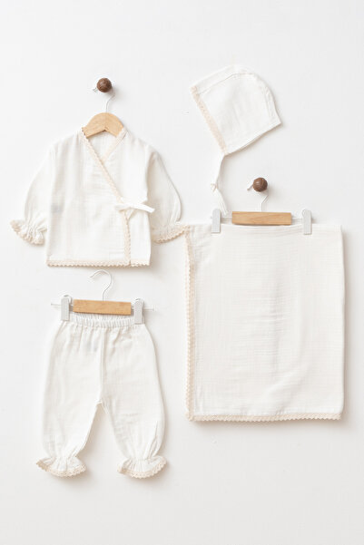 YUKOBABY Baby Newborn 100% Cotton 4-Piece Double Layer Muslin & Muslin Blanke...