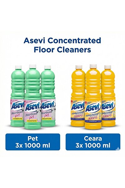 ASEVI Pet Floor Cleaner 1L X3 + Soluție Pardoseli Ceară 1L X3