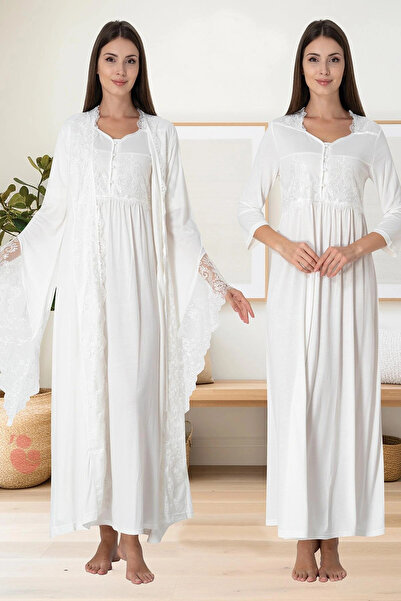 isiltikidsmoda Effortt 3010 Maternity Nightgown Set with Dressing Gown