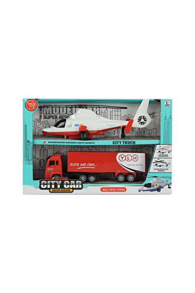 MEGA City Car Helikopter ve Kamyon İkili Araç Set Kırmızı Kamyon