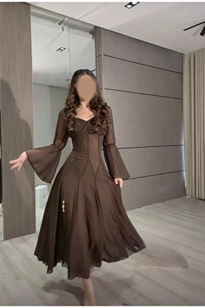 Larn-dress luxurious brown dress