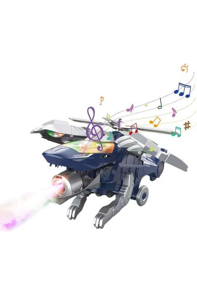 MEGA Dinozora Dönüşen Işıklı ve Sesli Helikopter