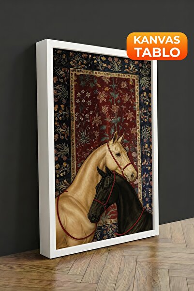 Postifull Duvar Tablosu, Lüks Beyaz Çerçeveli Kanvas Tablo, Ritüel Serisi, At...