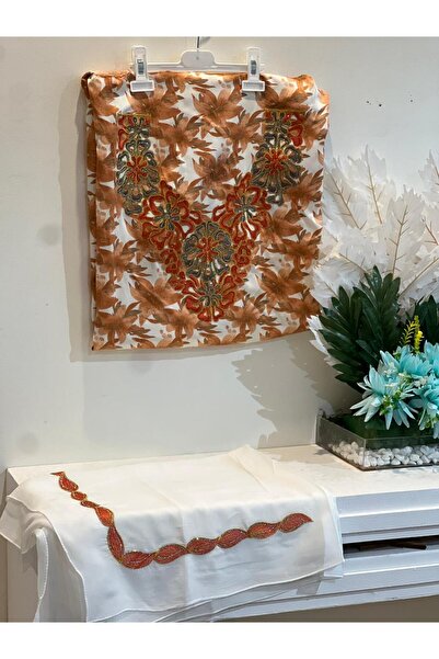 REHAM Emirati-style embroidered Silk fabric with a matching veil for the ches...