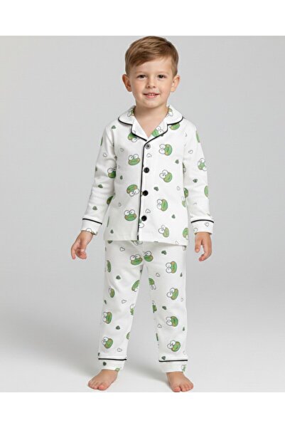 VOY KİDS Set de pijamale pentru bebeluși băieți, cu imprimeu broască, 2-3-4-5...
