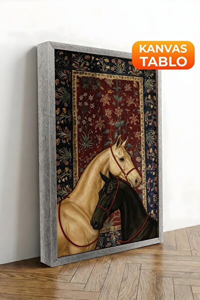 Postifull Duvar Tablosu, Lüks Gümüş Çerçeveli Kanvas Tablo, Ritüel Serisi, At...