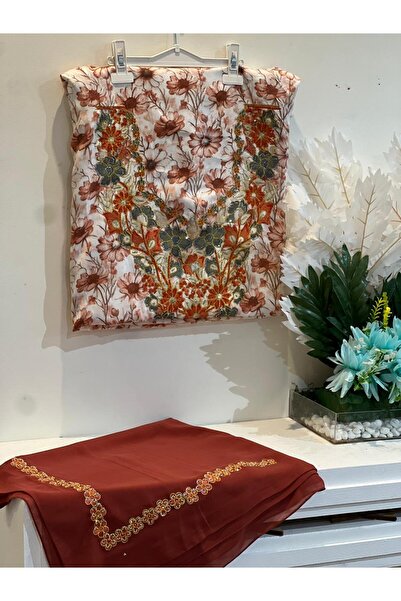 REHAM Emirati-style embroidered Silk fabric, soft and embroidered on the ches...