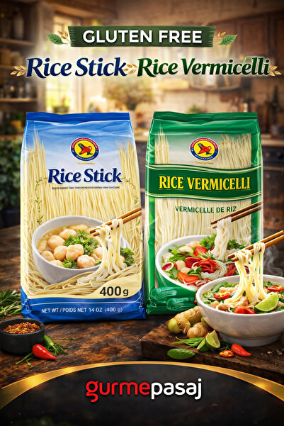 TAS BRAND Glutensiz Pirinç Noodle Seti (Rice Stick + Rice Vermicelli) 400 G x...