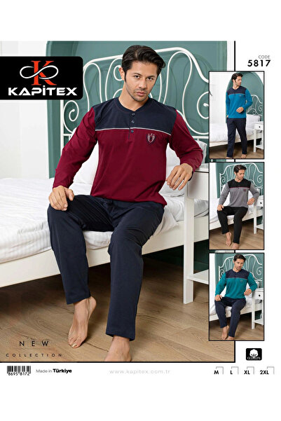 isiltikidsmoda Kapitex 5817 men's long sleeve button collar pajama set