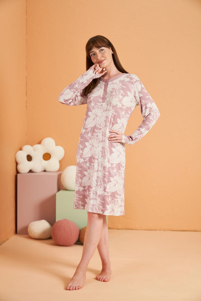 isiltikidsmoda Pjs 28019 women's long sleeve patterned nightgown