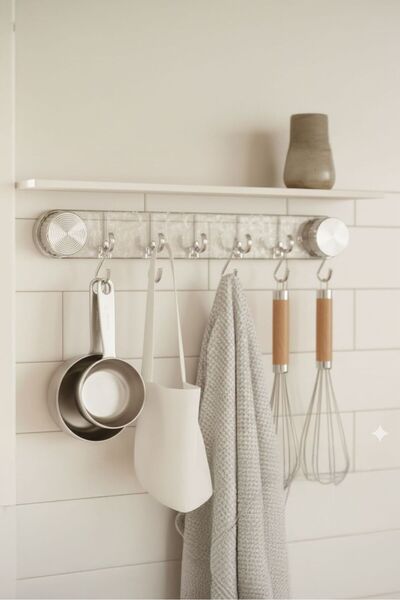 SİLVERLAND Mutfak ve Banyo Kullanımı için Lüks Vantuzlu ve Yapışkanlı 5 Kanca...