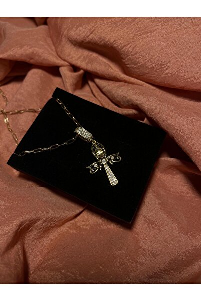 joyster Gold Stone Mystic Ankh Key of Life Figured Wing Detailed Necklace