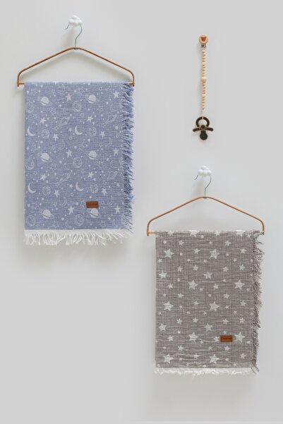 Caramell Basic Double Muslin Blanket Pacifier Hanger Triple Boxed Set-100X120...