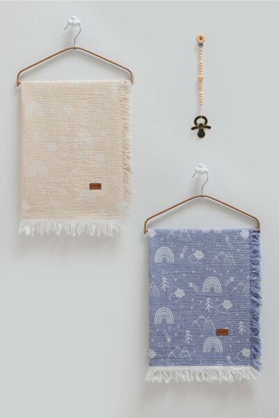 Caramell Basic Boxed Double Muslin Blanket Pacifier Hanger Triple Set-100X120...