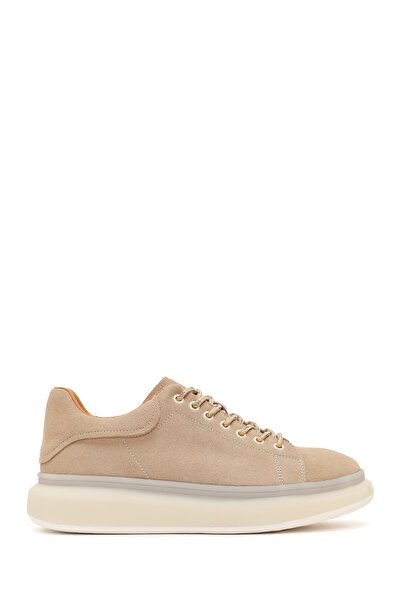 Derimod Men's Beige Lace-Up Thick Soled Suede Leather Sneaker 26Sfd690710