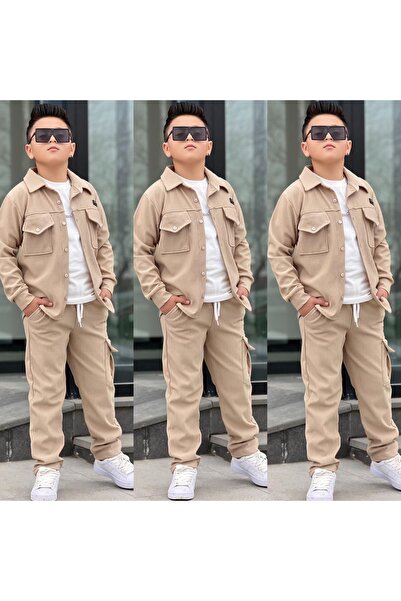 heylinakids 3 Parça Kargo Cep Detaylı Erkek Takım