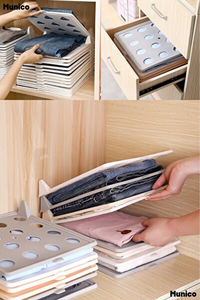 Munico Dolap ve Raf İçin T-Shirt Düzenleyici Aparat Üst Üste İstiflenebilir O...