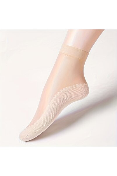 çorapmanya Kadın Desenli Tabanlı Tül Soket Çorap 4 Çift