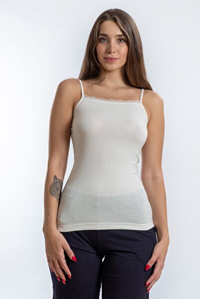 Turuncu Karma قميص داخلي نسائي من الخيزران بحزام رفيع ودانتيل من Seasoul SS4338