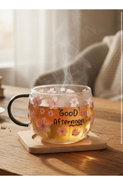 Butik Center Heat Resistant Borosilicate Glass Mug 400 ml Good Morning Daisy ...