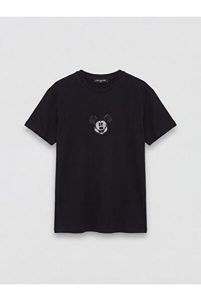 LC Waikiki ΝΕΑ ΣΕΖΟΝ ΑΠΟ ΤΗΝ GÜLİS GİYİM Μαύρο T-shirt με λαιμόκοψη ποδηλάτου...