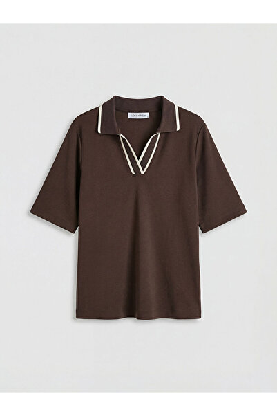 LC Waikiki New season brown polo collar soft touch women's t-shirt from güli̇...