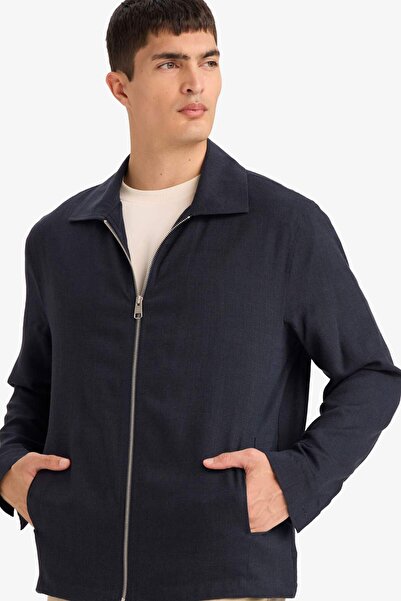 DeFacto Regular Fit Zippered Linen Blend Coat F8522Ax26Sp