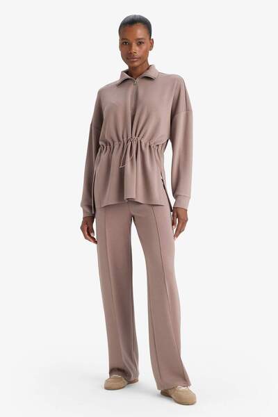 DeFacto Straight Fit Wide Leg Standard Length Modal Trousers F9066Ax26Sp