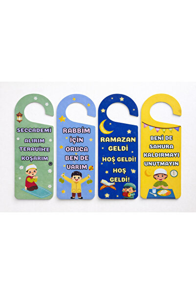 Leytin Ramazan Temalı Çocuk Kapı Askısı – Sahura Kaldırma, Oruç Tutuyorum, Ra...