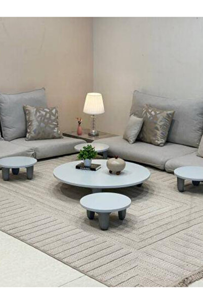 Genrics 5-piece oval white marble wood floor table set