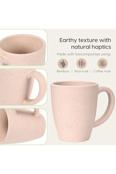 EHA Earth Friendly Classic Cup | Made with Rice Husk | Microwave Safe | 300 m...