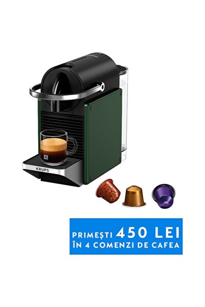 Krups Espressor cu capsule Nespresso Pixie Dark Green XN306310, 1260W, 19 bar...