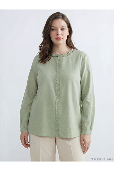 LC Waikiki Hakim Collar Ruffle Blouse