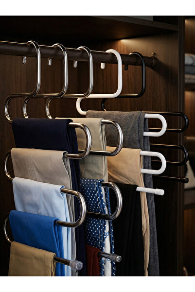 Abey Tech 5 Katlı Pantolon Askısı 2 Adet – Yer Kaplamayan Dolap Düzenleyici Askı