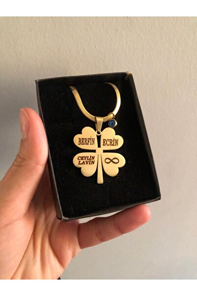 fmaccesories Çelik Kolye Yonca İtalyan Zincirli İstediğiniz İsimler Yazılır G...